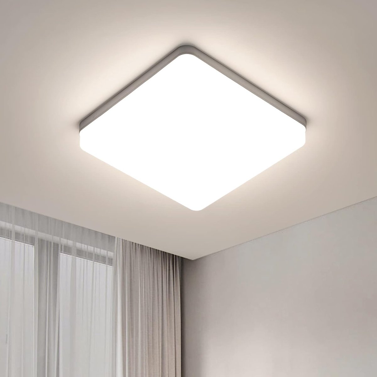 Riserva LED Plafondlamp Vierkant - 36W - 4050 lm - 4500K Neutraal Wit - 23 × 23 cm - Witte Plafondlamp voor Woonkamer, Slaapkamer en Keuken