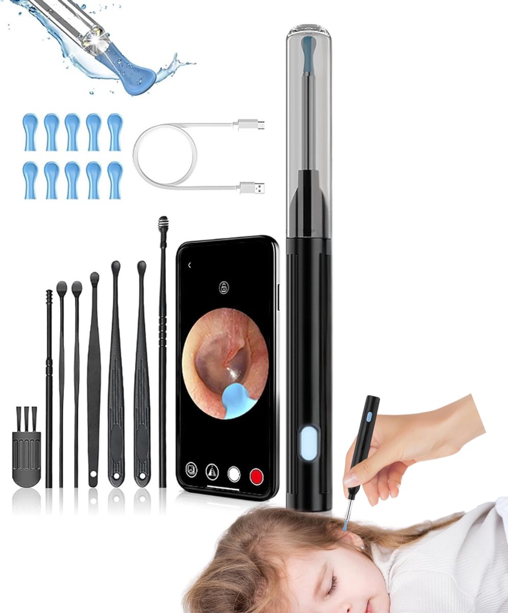 CLGP® Oor Reiniger - Otoscoop Camera - Oor Inspectie - HD IPS Scherm -Zwart