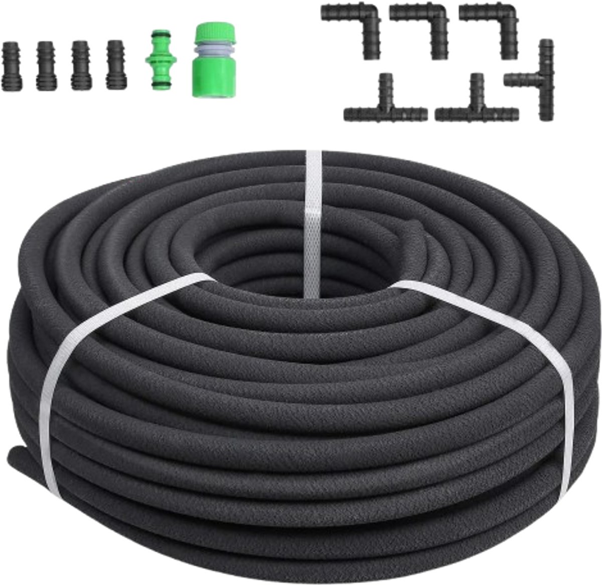 Velori Sproeislang 30 m - Poreuze Tuinslang - Druppelslang - Lekkende Irrigatieslang - Waterbesparende Bewateringsslang 12 mm - 15-20 L/min - Zwart