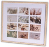 Home & Styling Collage fotolijst met passe-partout - voor 12x foto - hout - naturel - 54 x 59 cm - klassiek
