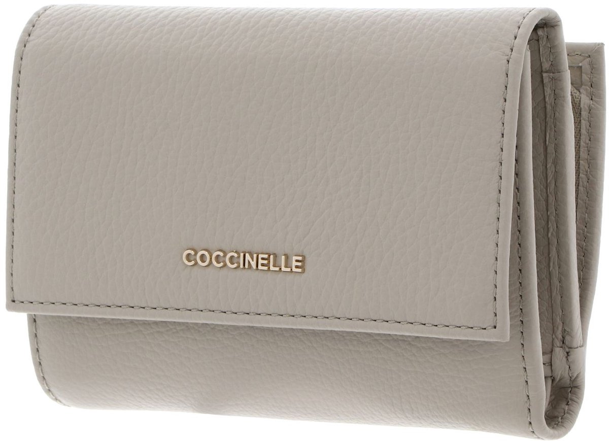 COCCINELLE Leren portemonnee Metallic Soft Wallet Grainy Leather Eucalipto groengrijs