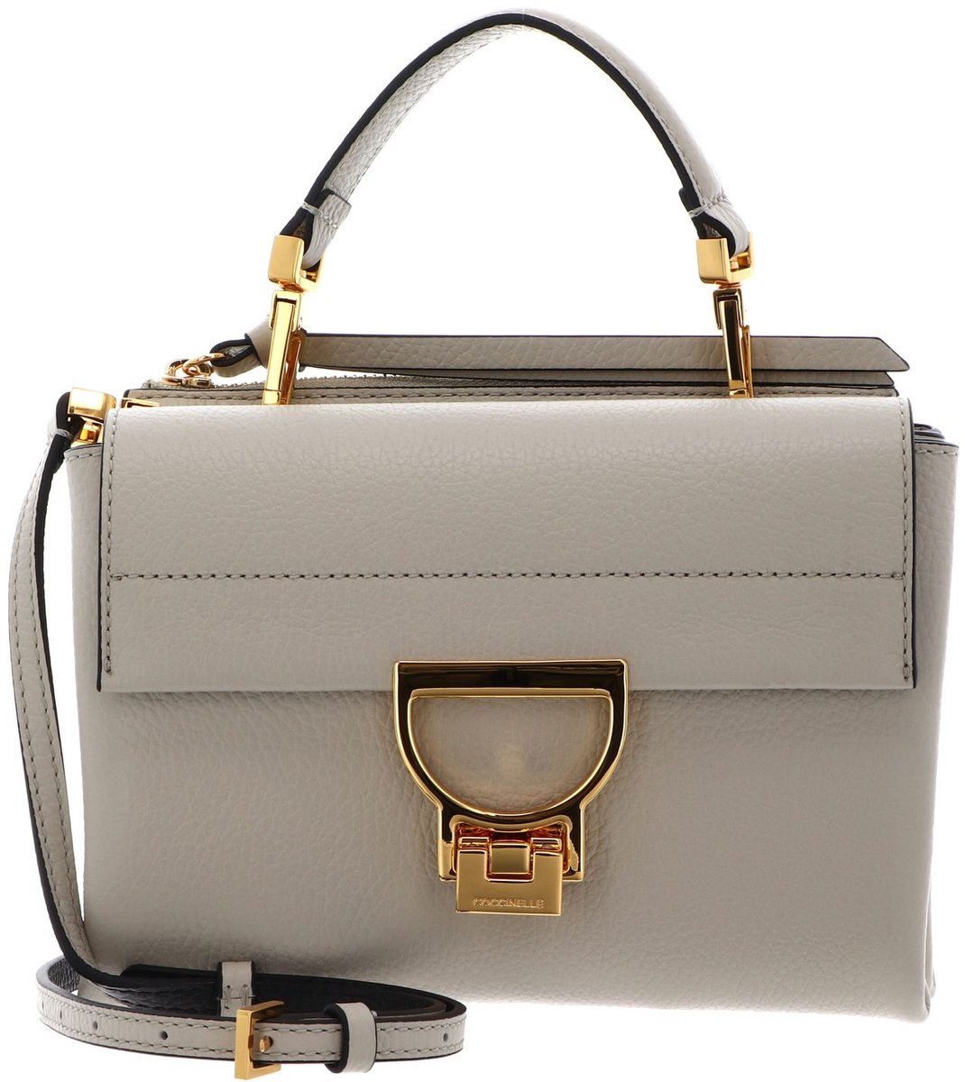 COCCINELLE Leren schoudertas avondtas Arlettis Handbag Grainy Leather Eucalipto Lichtgrijs