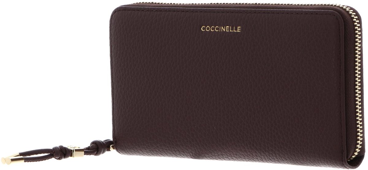 COCCINELLE Leren portemonnee Pansy Wallet Grained Leather Berry donkerpaars