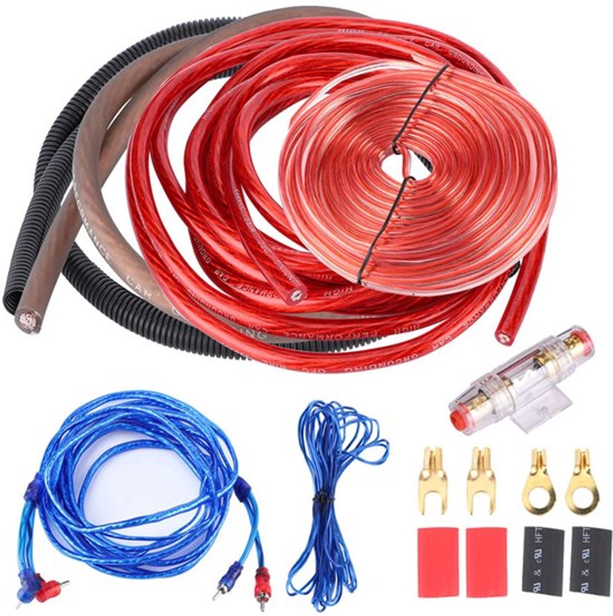 Auto Audio Subwoofer Draad, 4 Gauge 2800W Auto Audio Subwoofer Versterker Luidspreker Installatie Draad Kabel Kit Zekering Pack