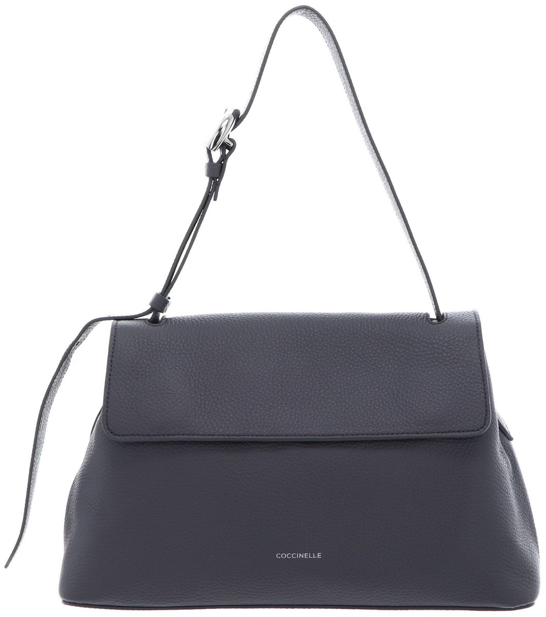 COCCINELLE Leren schoudertas Fern Shoulder Bag Grained Leather Stove blauwgrijs