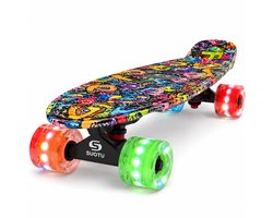 Suotu Skateboard- Wielen met LED-verlichting - ABEC-9 - Tot 50 kg - Skateboard Meisjes/jongens - Skateboard Volwassenen - Cadeau