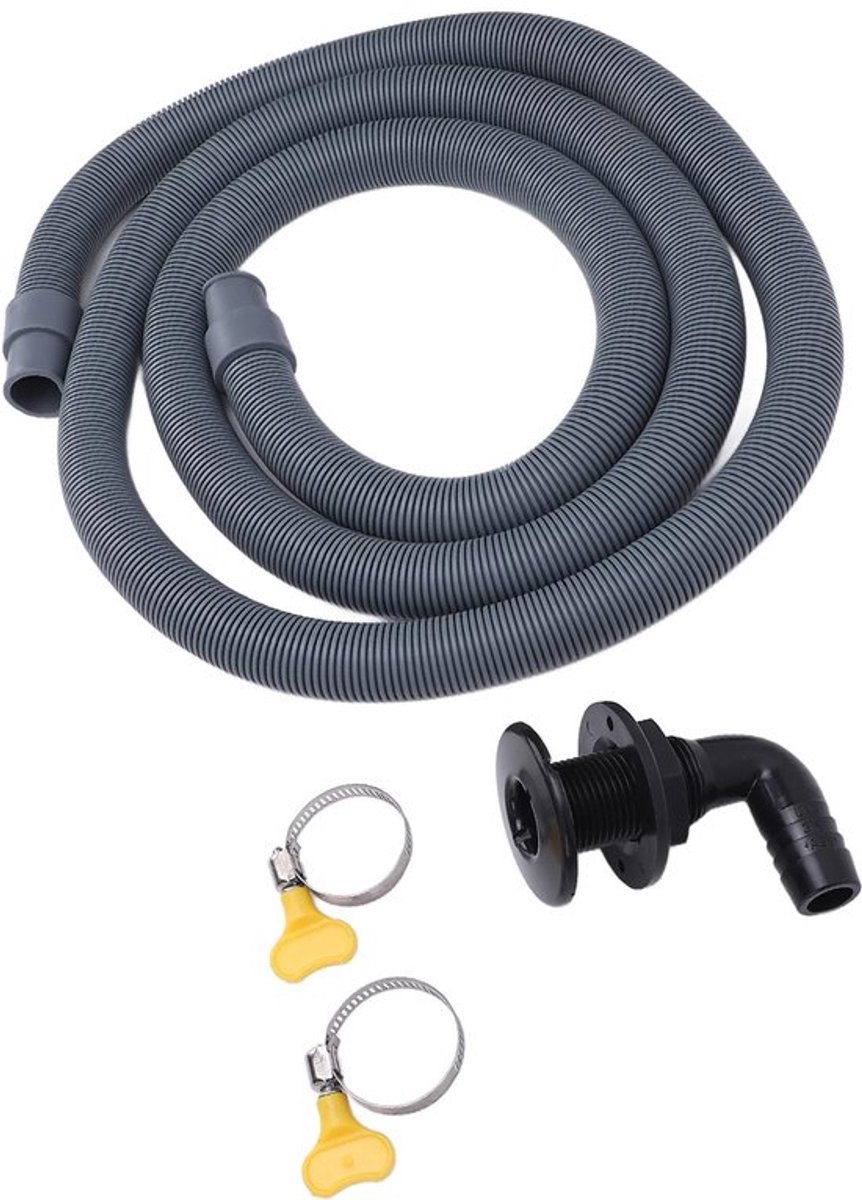 Bilgepomp installatiekit 750 GPH - Hoge drukbestendige slang met 90 graden fitting - 2 m bilgepomp sanitaire oplossing (zwart)