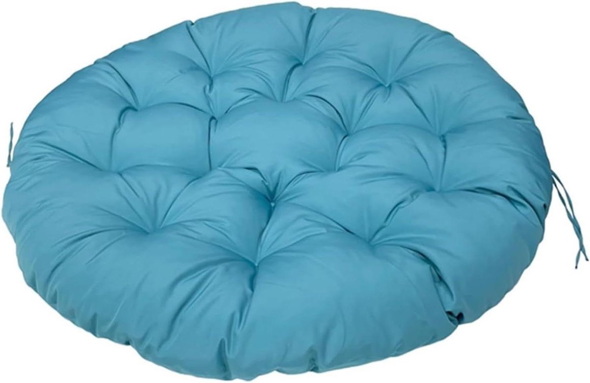 Gestoffeerd Stoelkussen - Rond Zitkussen - Buiten Zitten - Waterdicht Polyester - Diameter 40cm - Blauw