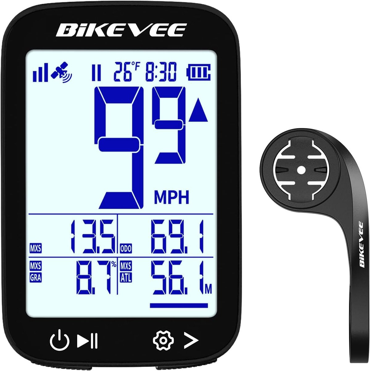 SnelShoppen - Draadloze Fietscomputer GPS Snelheidsmeter - Auto Start/Stop, Waterdicht, 2.4 Inch LCD Scherm, Odometer MPH KM/H, 28Uur Accuduur