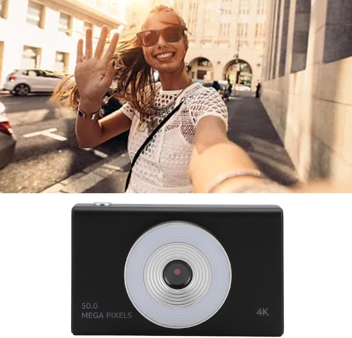 SnelShoppen - Vintage Y2K Camera 48MP Digitale Camera met 4K HD Retro CCD, 8x Zoom & Vullicht, Compact Reiscamera voor Kinderen en Tieners (Zwart)