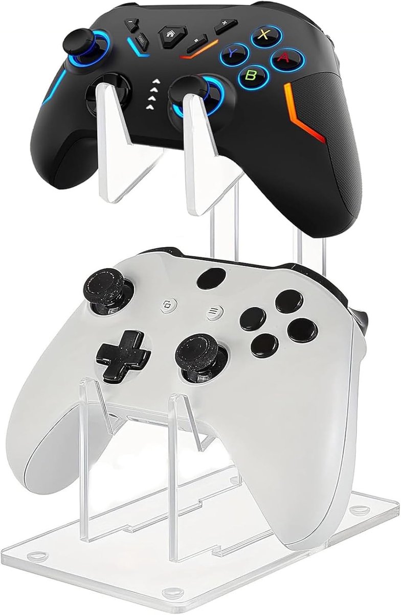 SnelShoppen - Universele Gaming Controller Houder voor Hoofdtelefoon - Transparant Acryl, 2 Niveaus, Standaard voor Alle Controllers en Koptelefoons -