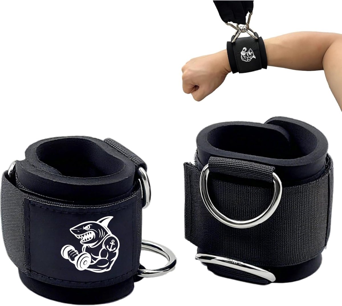 SnelShoppen - Gym Pulley Wristbands - Comfortabele Polsbanden voor Fitness en Krachttraining - Met Carabiners voor Pulley Oefeningen - Ideaal voor Sch