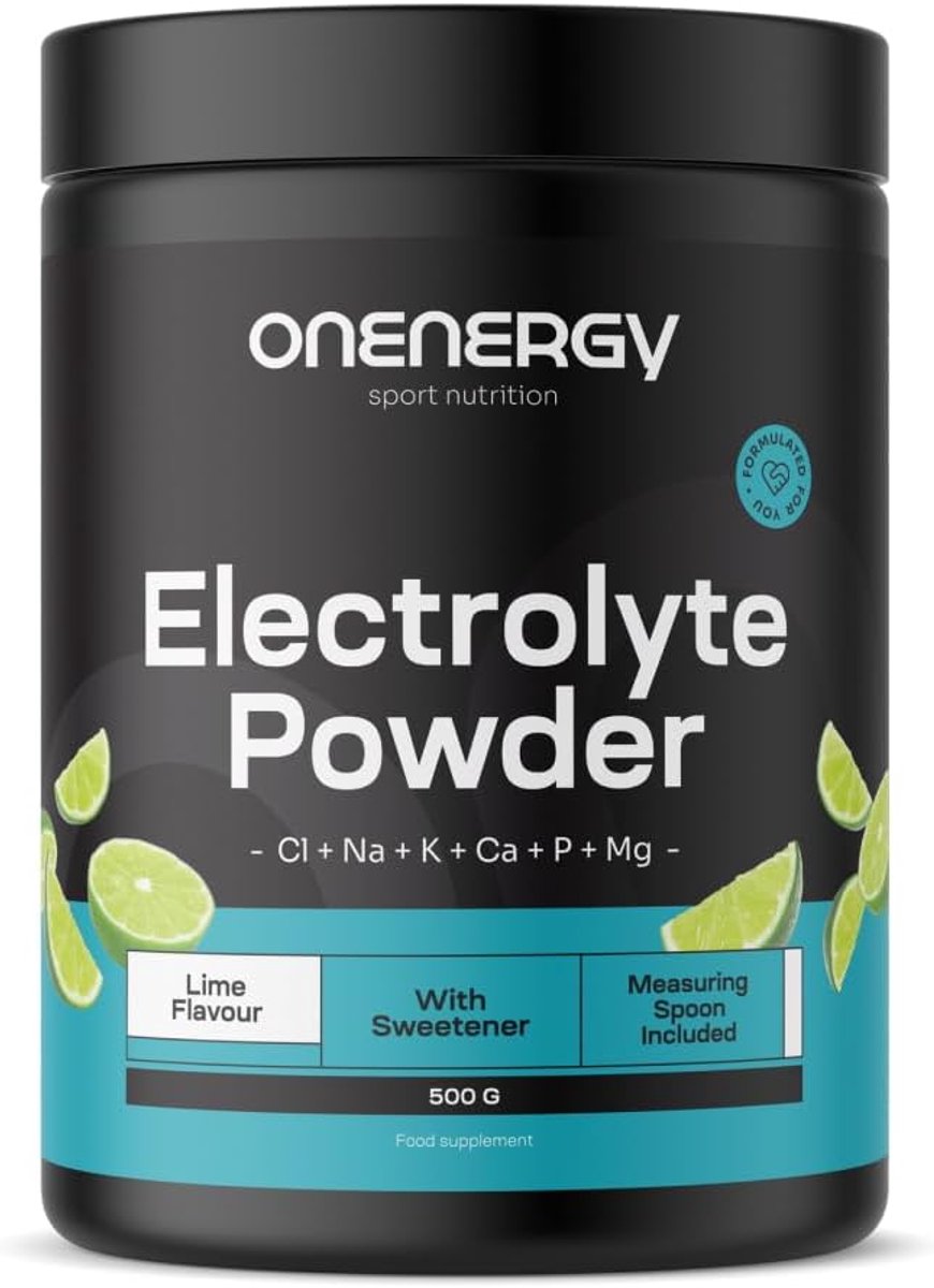 SnelShoppen - Electrolyten Poeder - Limoen - 500 g - 142 Doses - Mix van 6 Mineralen voor Hydratatie - Ondersteuning voor Spieren en Zenuwstelsel - In