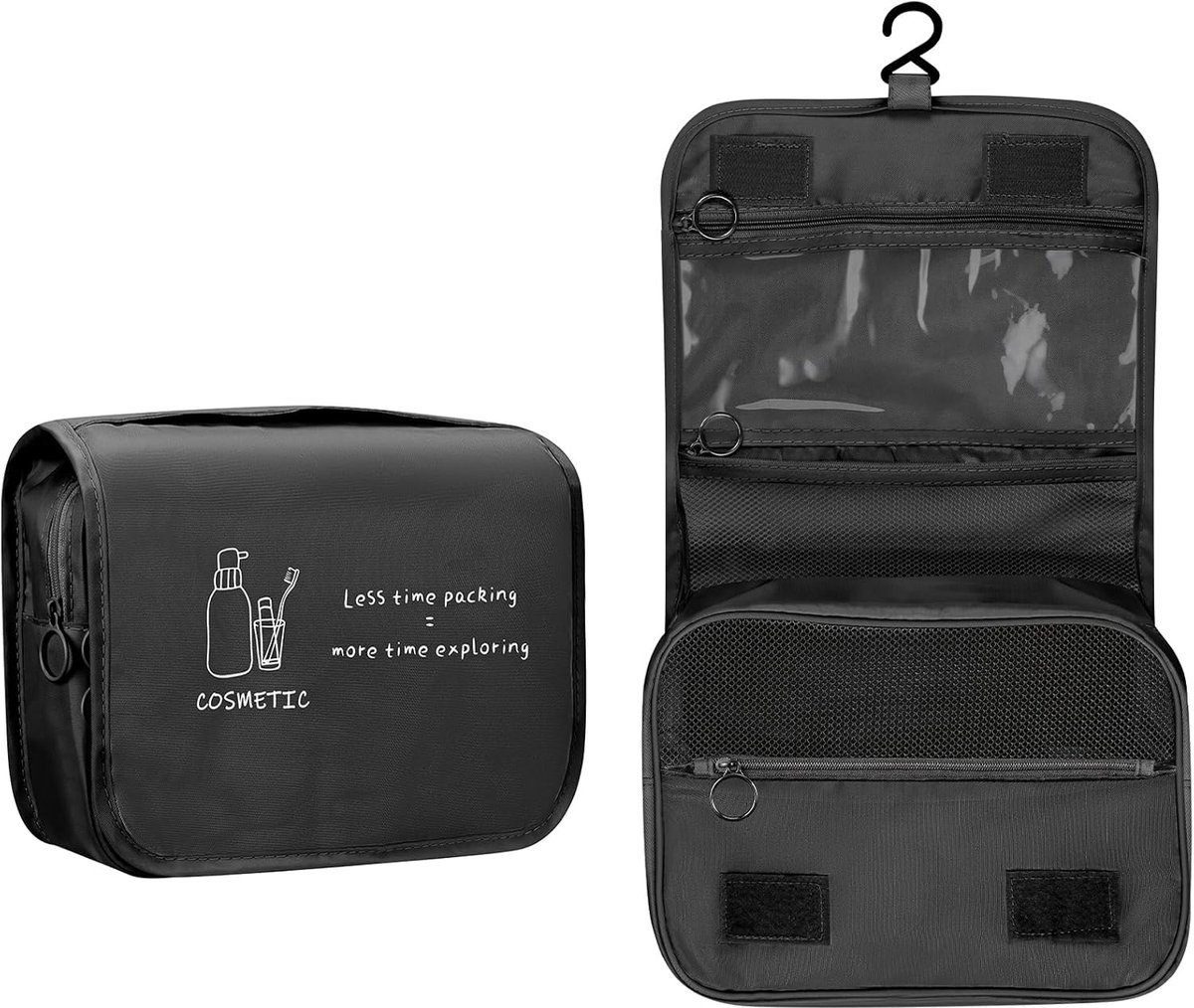 SnelShoppen - Toilettas Reishang Organizer met Stevige Haak, Compact en Draagbaar, Waterdichte Cosmetica Tas voor Mannen en Vrouwen, Vouwbare Toiletta