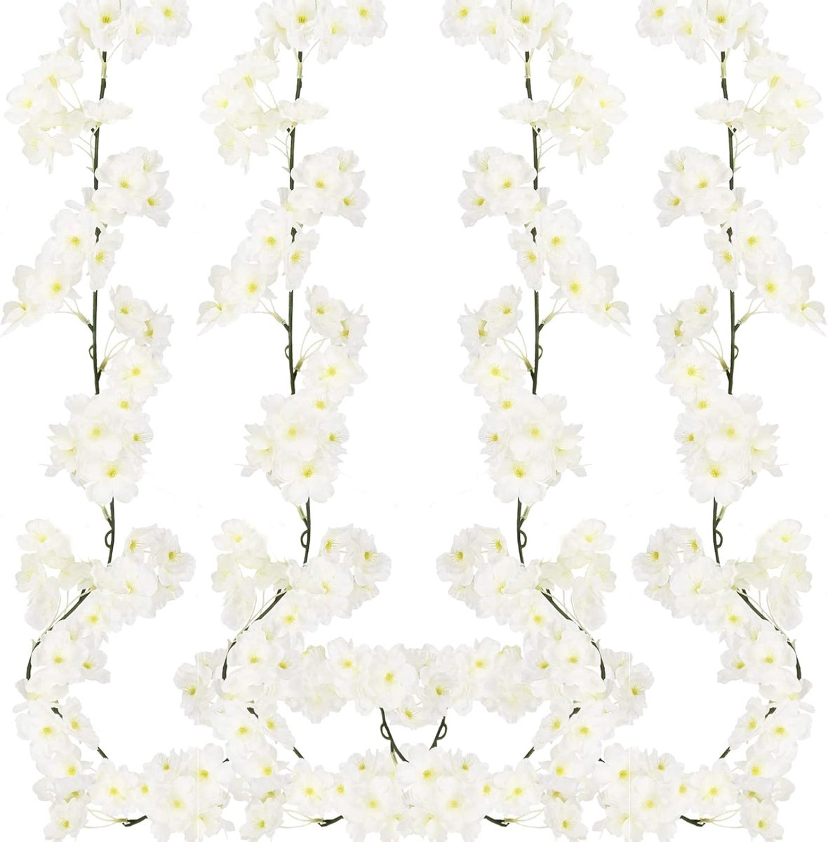 SnelShoppen - Kunststof Kersenbloesem Garland - 4 Stuks - 5.9 FT Nepparen Bloemen Voor Binnen Buiten - Decoratie Voor Bruiloften, Tuin, Feest, DIY - R