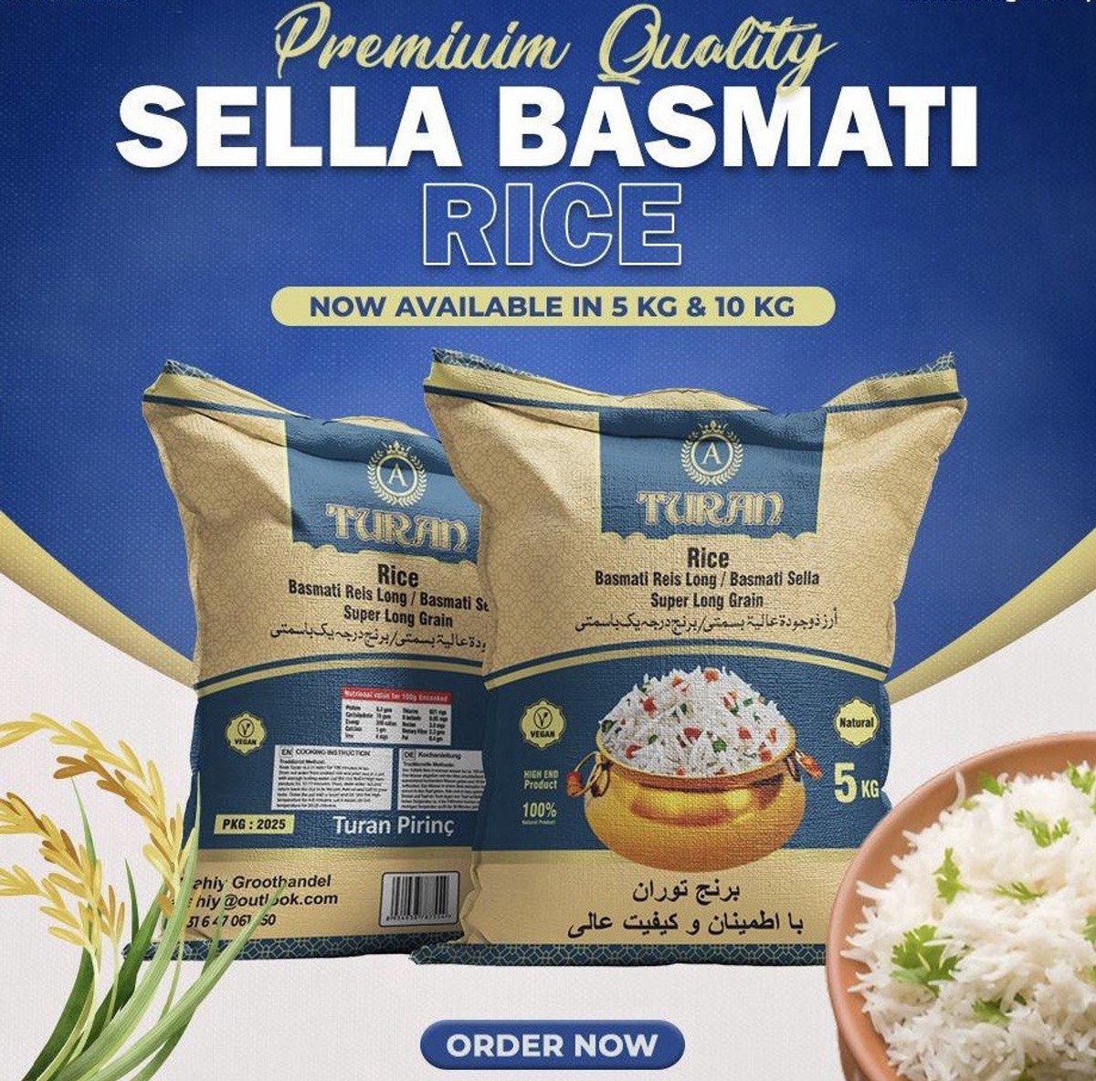Basmati Sella Rijst, Turan Rijst, super basmati,برنج توران ,برنج سیله درجه یک ,ارز ذوجوده عالیه بسمتی