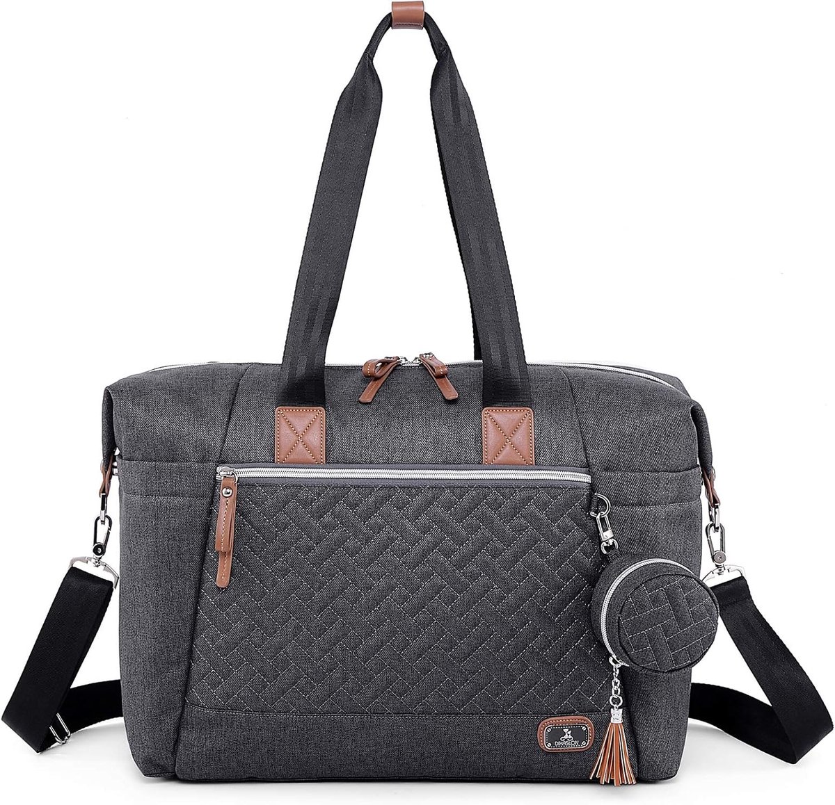 SnelShoppen - Grote Waterdichte Luiertas met Verschoonmat en Fopspeenhouder, Duurzaam Maternity Bag voor Mama en Papa in Donkergrijs, Ideaal voor Reiz