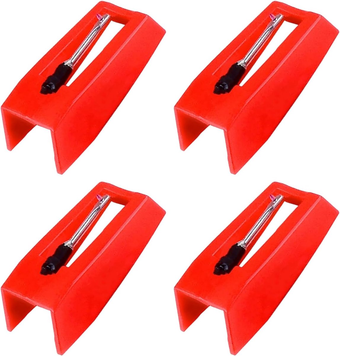 Platenspeler Naald - Reserve naald Fonograaf - Muziek Luisteren - Universele Compatibiliteit - 4 stuks - Rood
