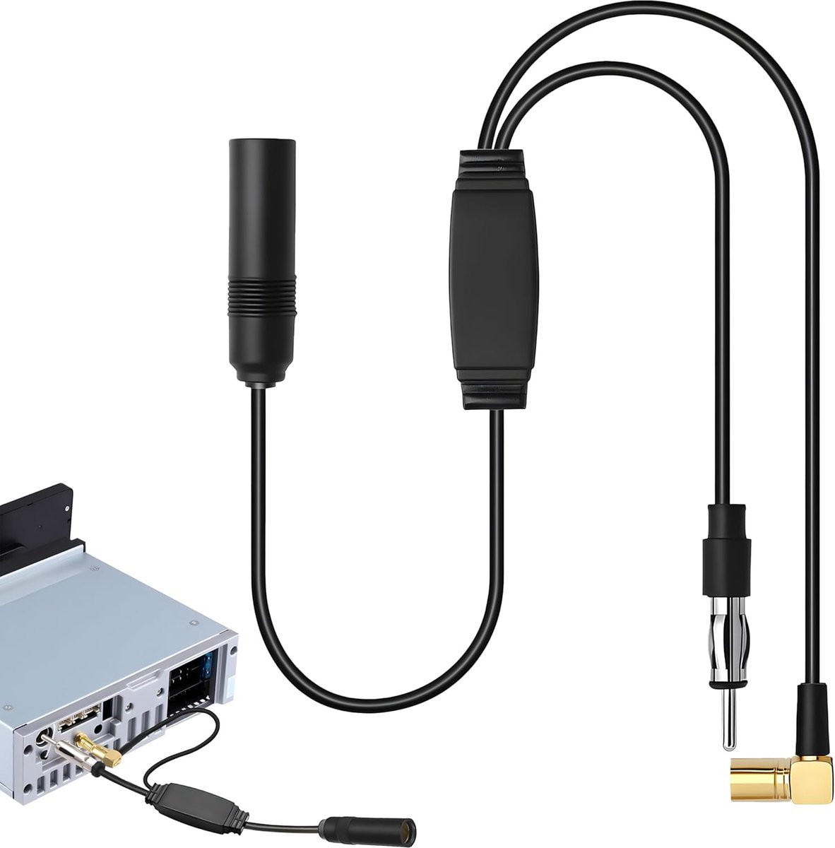 SnelShoppen - Dab Splitter, DAB+ Auto Radio Antenne Versterker, SMB/DIN Antenne Adapter, Universele Compatibiliteit, Plug and Play Installatie, 34.5 c