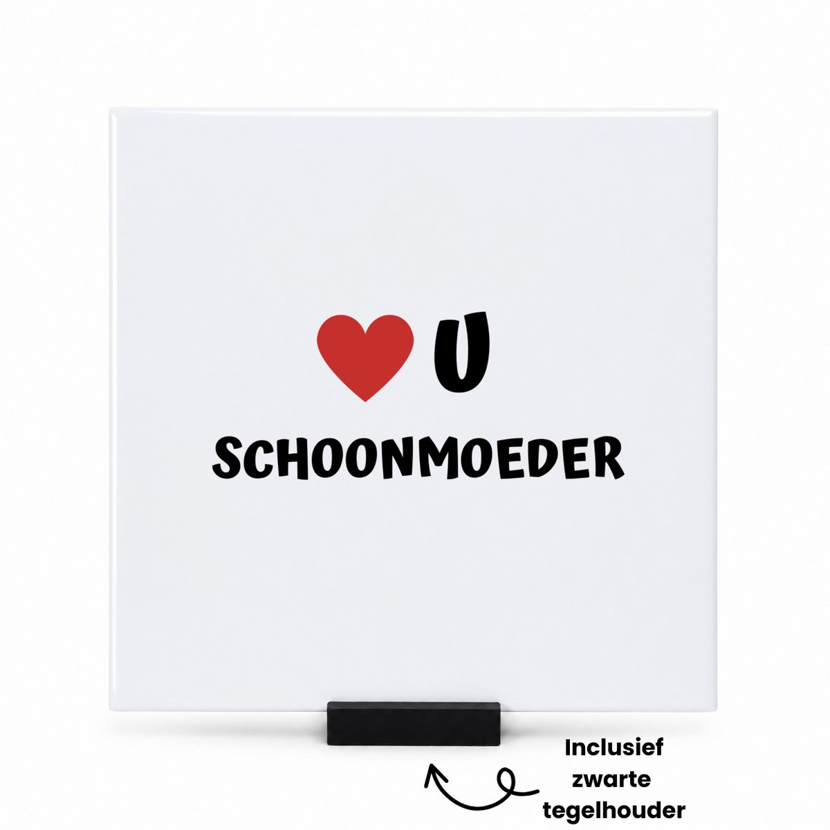 Hacebo love u schoonmoeder tegeltje met tegelhouder - Schoonmoeder - de liefste schoonmoeder - tegeltjes met tekst - Moeder cadeautjes - moederdag - verjaardag - geschenk - kado - spreuktegels - 15x15 CM Wit