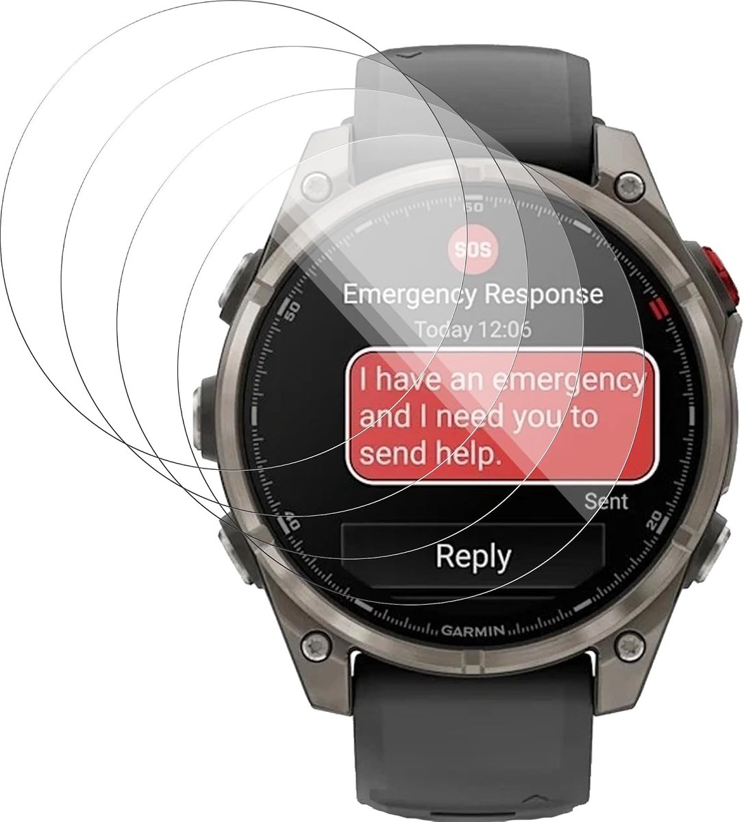 SnelShoppen - 4 Stuks Displaybeschermfolie voor Smartwatch 47mm - Gehard Glas Schermbeschermer - HD Anti-Kras, Anti-Vingerafdruk, Eenvoudig aan te Bre