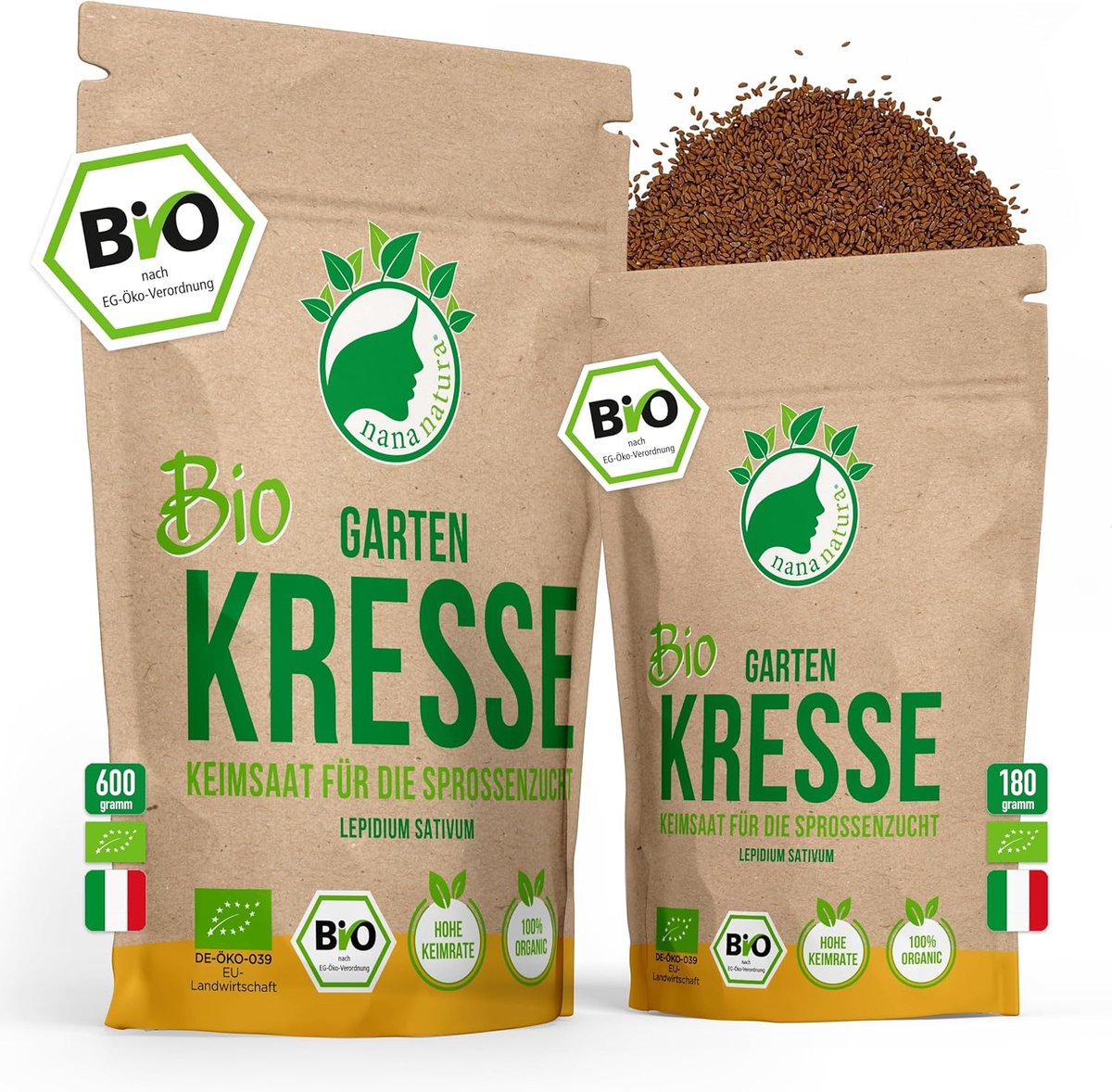 SnelShoppen - Biologische Cress Brussels Sprouts Zaden 600g | Germinatieve Zaden voor Microgreens en Tuin | Gezonde Kruidenspruiten voor Keuken en Sal