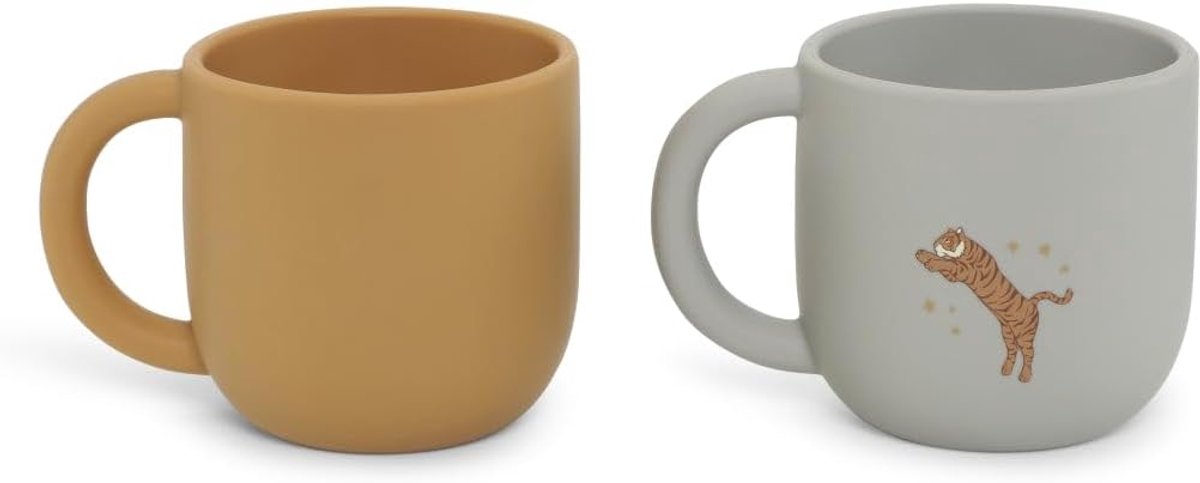 SnelShoppen - Set van 2 Silicone Kindermokken - Drinkbekers - Roar - Duurzaam en Kleurig - Ideaal voor Kinderen, Feestjes, Camping en Thuis - Veilig e