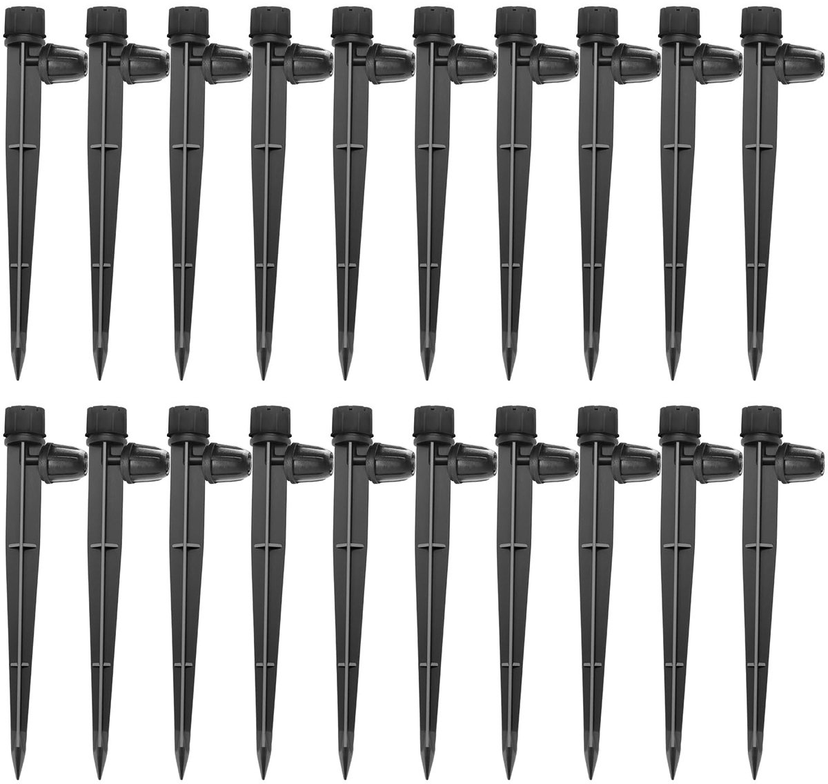 SnelShoppen - 20Pcs 360° Verstelbare Irrigatie Dripper Sprinkler voor 4/7mm Tuinslang - Micro 8-Hole Stake Dripper met Barbed Connector - Water Flow S