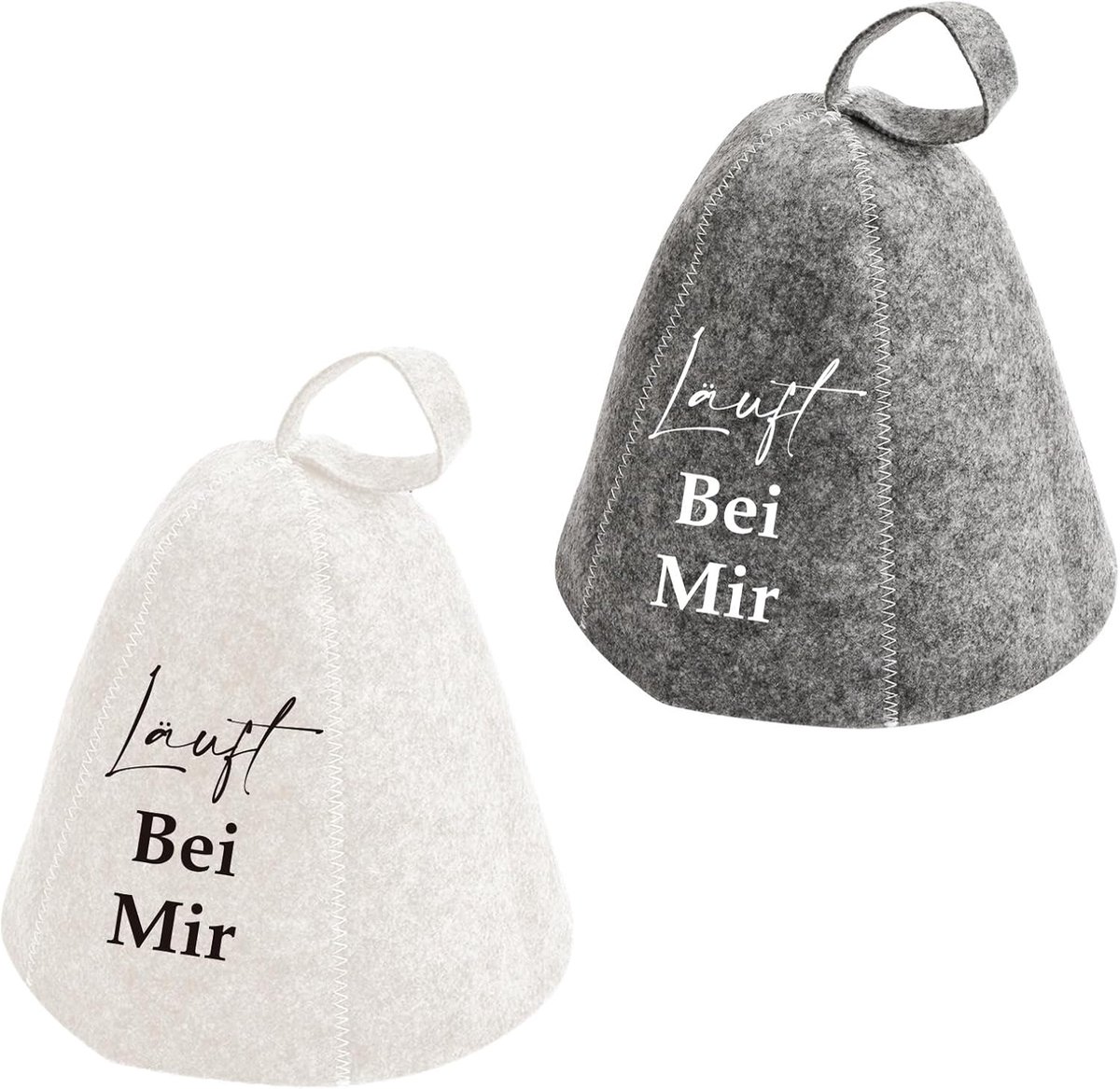 SnelShoppen - 2 Stuks Sauna Hoed van Vilt, Ideaal voor Mannen en Vrouwen, Hoge Kwaliteit Sauna Accessoires, Beschermende Hoed voor Wellness, Wit-Grijs