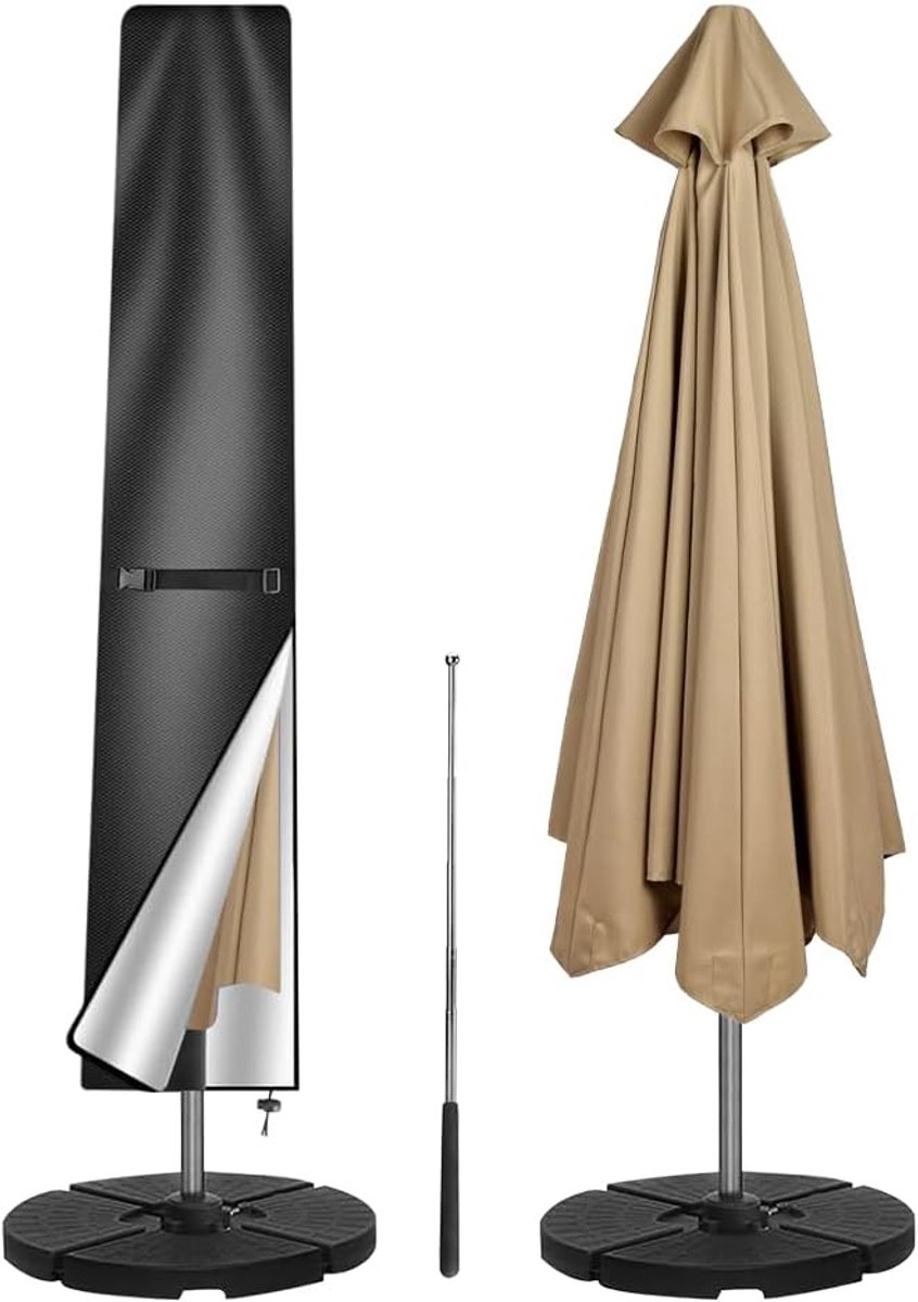 SnelShoppen - Beschermhoes voor Parasol tot 300 cm - Waterdichte & Weerbestendige 210D Oxford Parasol Cover - UV-Bescherming - 190x50x30 cm - Tuin, Ca