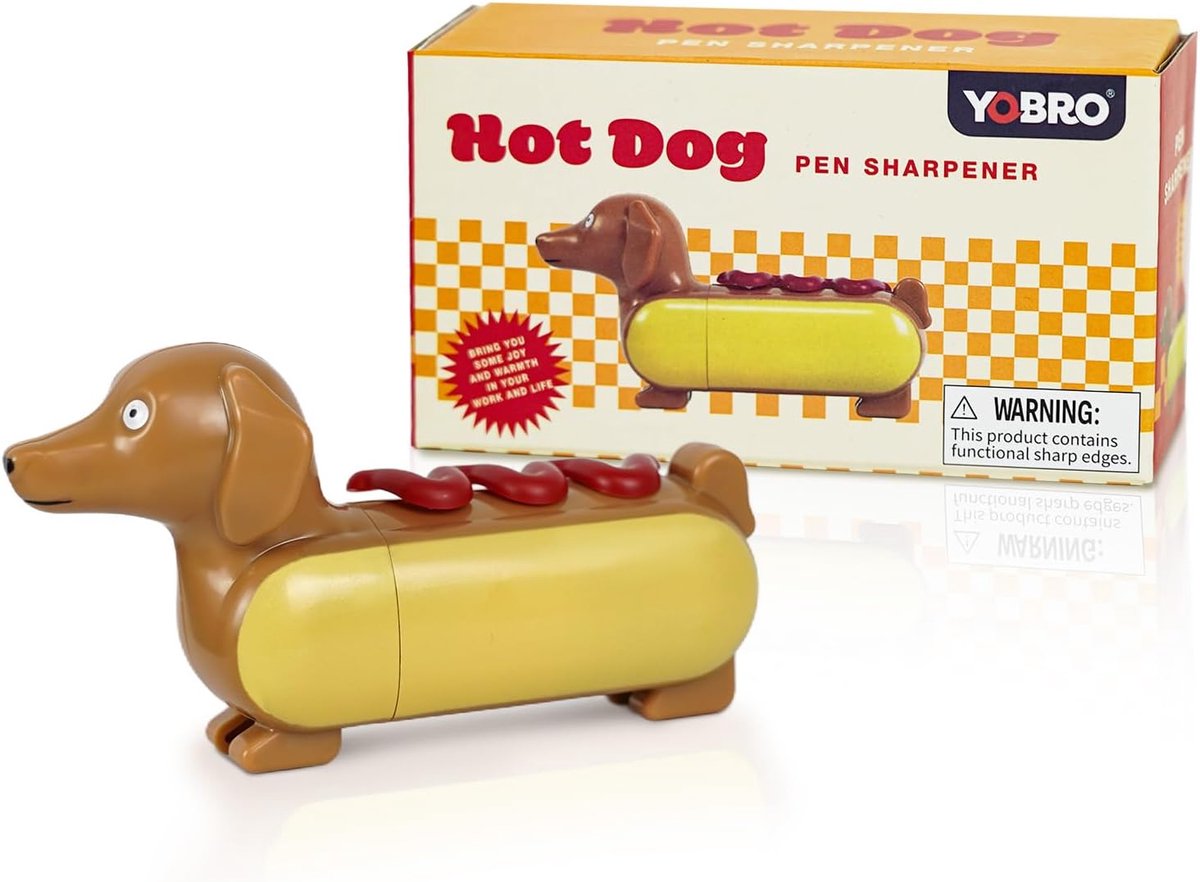 SnelShoppen - Yobro Mini Potloodslijper voor Kinderen - Hot Dog Ontwerp met Schattige Teckel Motief - Ideaal voor School, Feestjes en Creatieve Activi