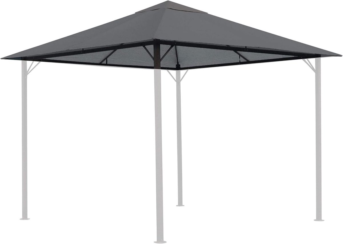 SnelShoppen - Vervangend Dak voor Tuinpaviljoen 3x3m Grijs RAL 7012 - Sterk Polyester 250g/m² - Waterafstotend - Geschikt voor Nizza en Paris