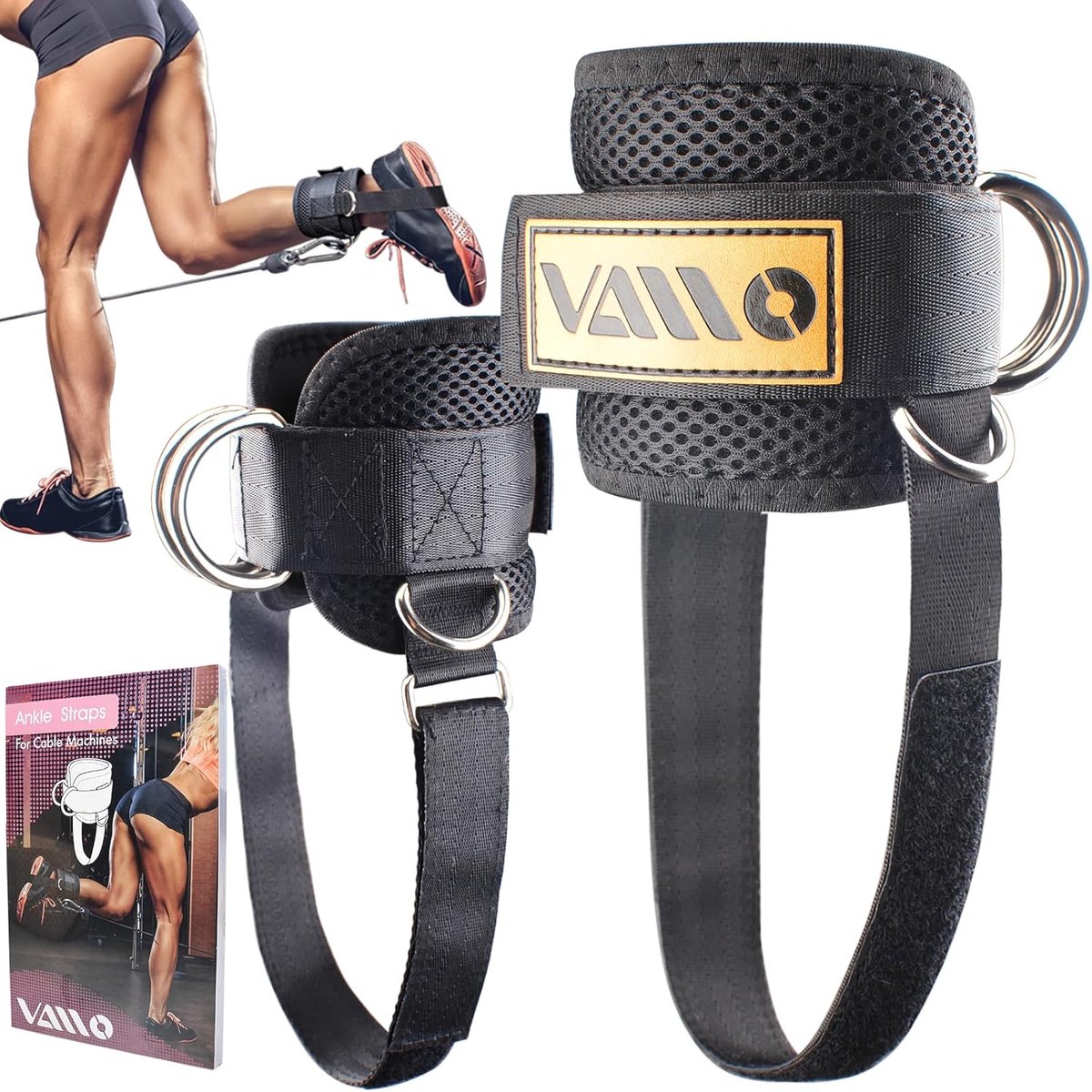 SnelShoppen - Ankle Straps voor Kabelmachines - Verstelbare Neopreen Enkelbanden met Dubbele D-Ring - Premium Enkelcuffs voor Glute, Been en Buikspier