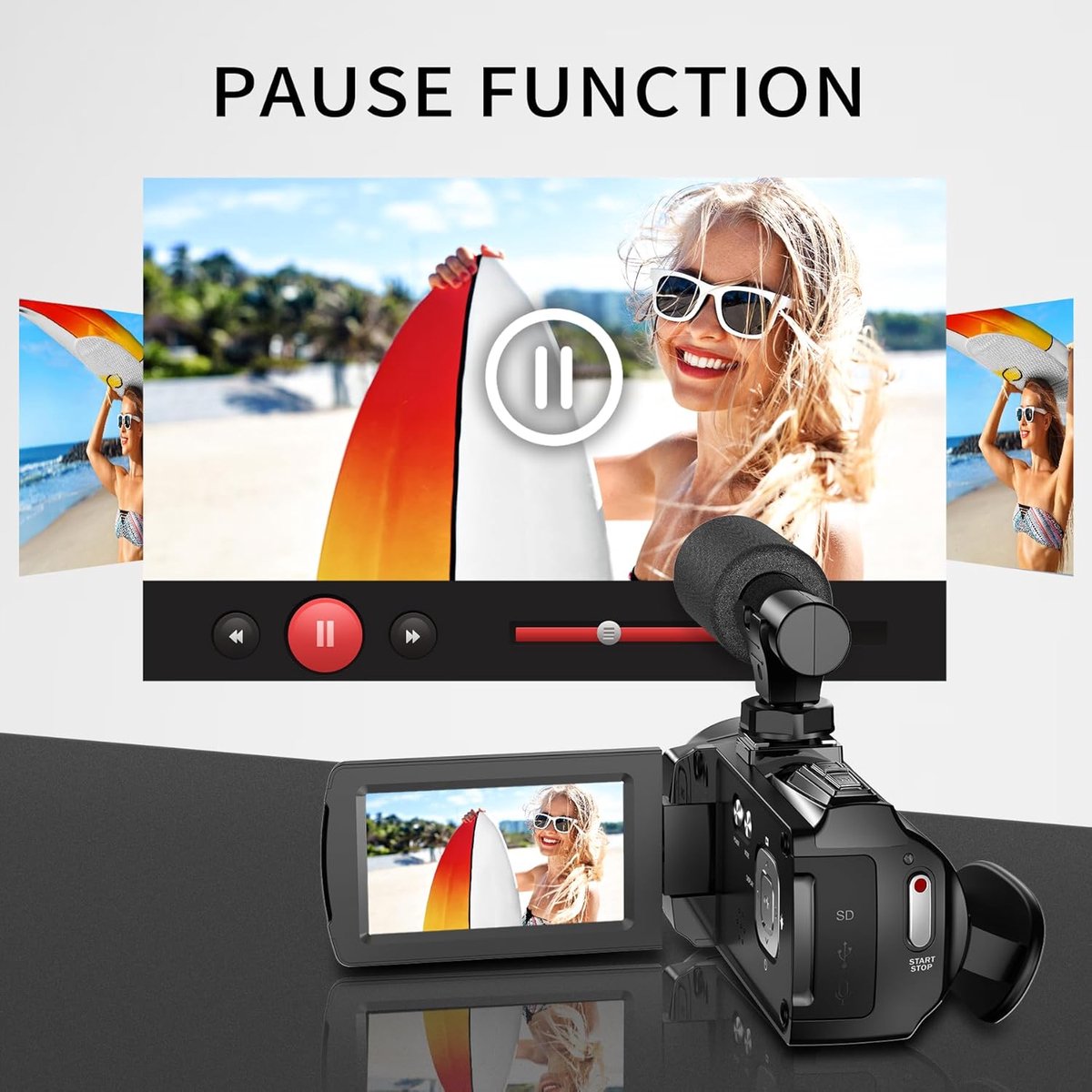 SnelShoppen - Video Camera Camcorder 4K 36MP Vlogging Camera voor YouTube, 30FPS Digitale Camera met 18x Zoom, 3.0 Inch Draaibaar IPS Scherm, Inclusie thumbnail 4