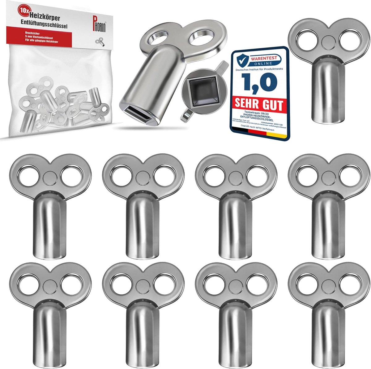 SnelShoppen - Universele Radiator Ontluchtingssleutel 5 mm - Robuust en Stabiel Ventilatie Kit - Set van 10 voor Alle Verwarmingen