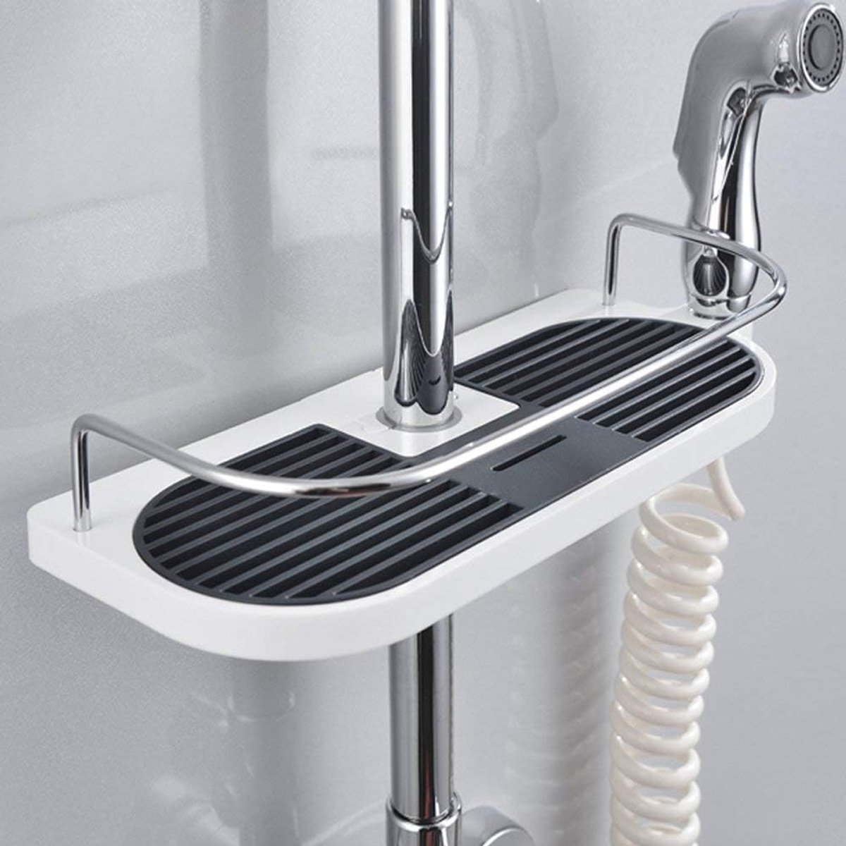 SnelShoppen - Latern Douche Plank voor Douche Rail - Geen Boren, Verstelbare Hoogte, RVS en Aluminium, Voor Douche Rail Diameter 19 mm - 25 mm, Ideaal