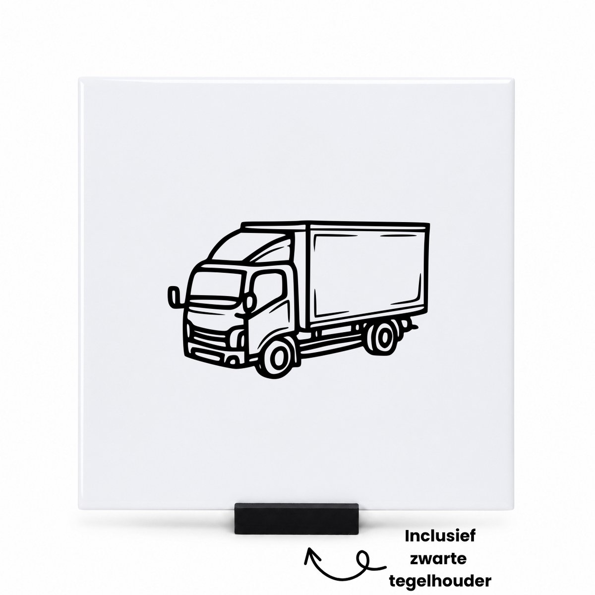 Hacebo vrachtwagen tegeltje met tegelhouder - Vrachtwagen chauffeur - de echte vrachtwagenchauffeur - tegeltjes met tekst - chauffeur - vrachtwagenchauffeur - spreuktegels - 15x15 CM Wit