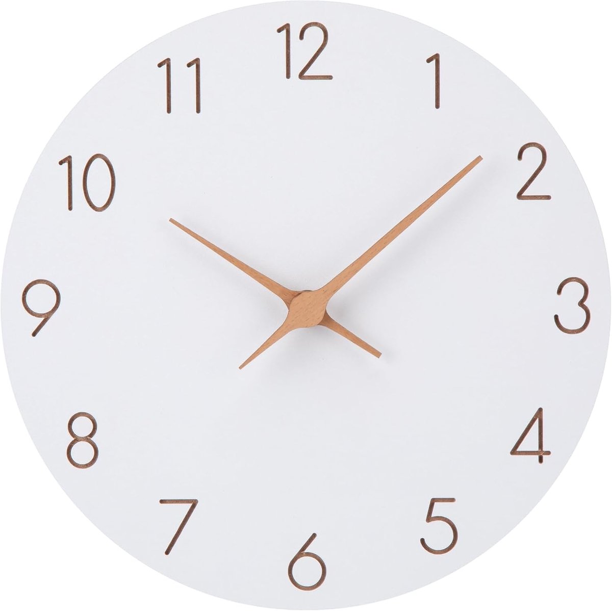 SnelShoppen - Stille MDF Wandklok 30cm Modern Quartz Klok zonder Tikken Batterij Aangedreven Makkelijk Af Te Lezen voor Woonkamer, Keuken, Slaapkamer,