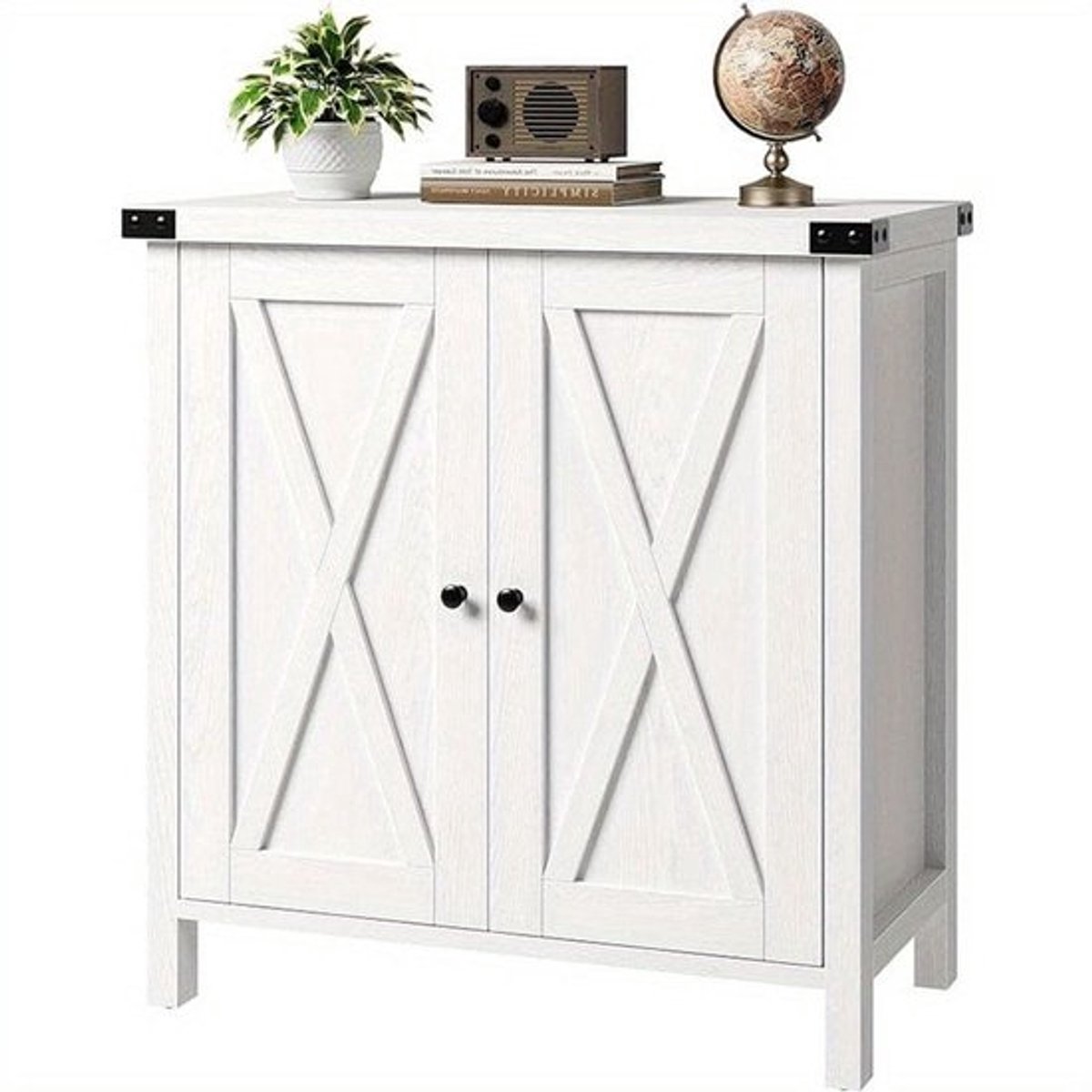Farmhouse Buffetkast – Dressoir – Opbergkast – Sideboard – Wit Houten Meubel – X-Pattern D