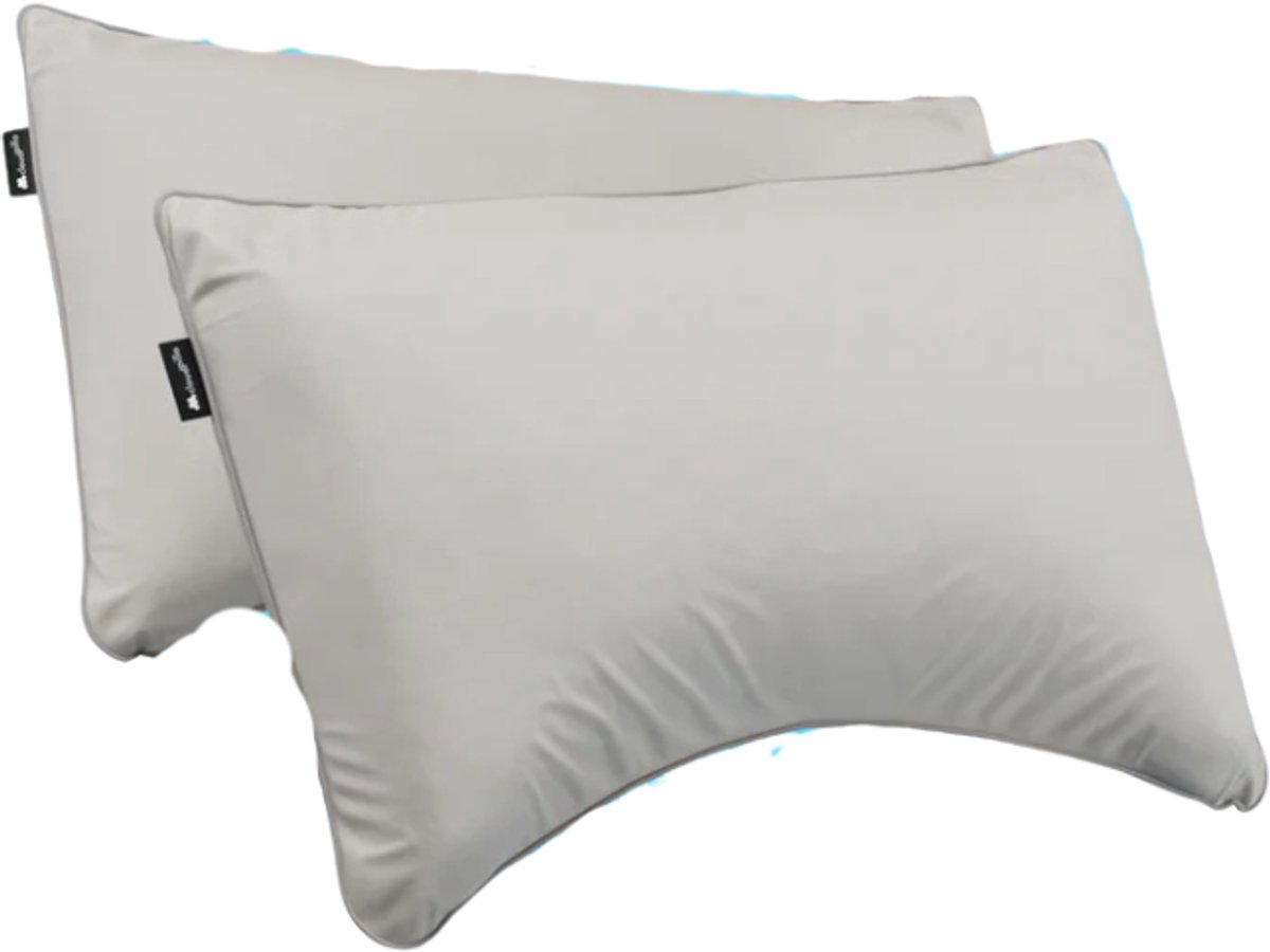 Cloudpillo Plus Duopack Kussenslopen - Set van 2 (52x82 cm) - Luxe Katoen Satijn (300TC) - Misty Grey - Zijdezacht, Hypoallergeen & Ademend