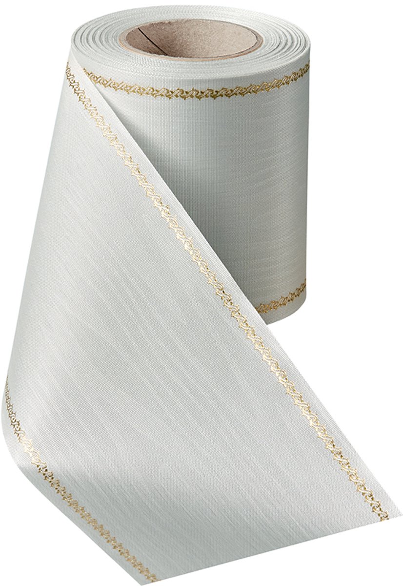 Rouwlint / sierlint EasyRibbon supersatin 100 MM met sierrand licht grijs