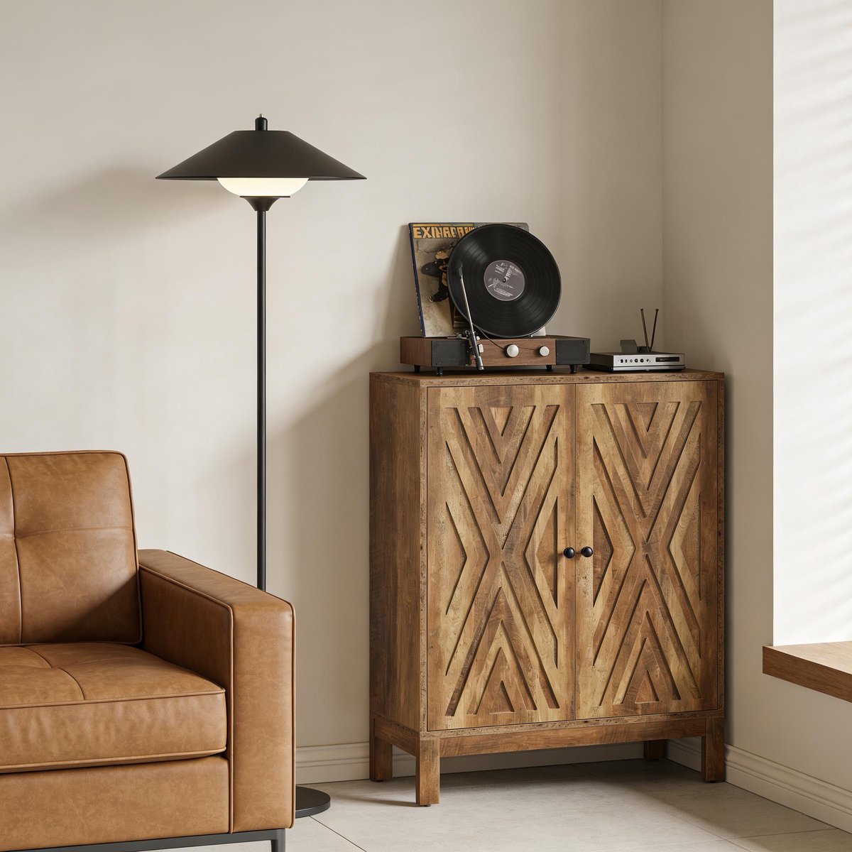 Wishdor - Schoenenkast - 5-laagse opbergruimte - verstelbare planken en dubbeldeurs kast - industrieel - hal of slaapkamer - houtlook en metaal - rustiek bruin - 90 x 35 x 110 cm