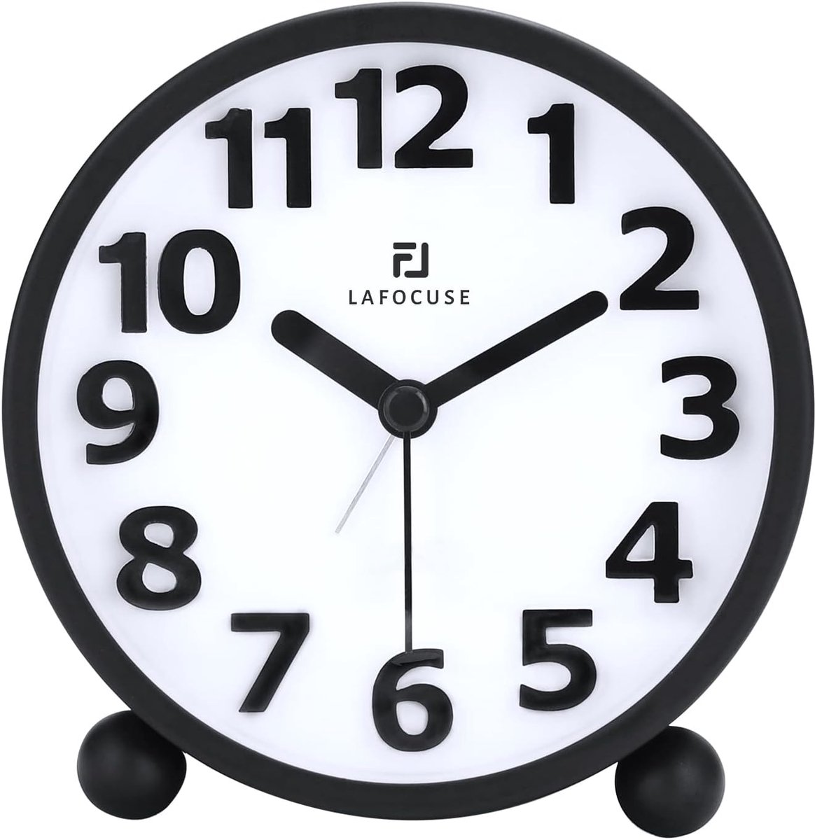 SnelShoppen - Lafocuse 10,2 cm 3D Metalen Alarmklok Stil Nachtkastje met Achtergrondverlichting voor Kinderen Heavy Sleepers - Modern Design, Zwart, I
