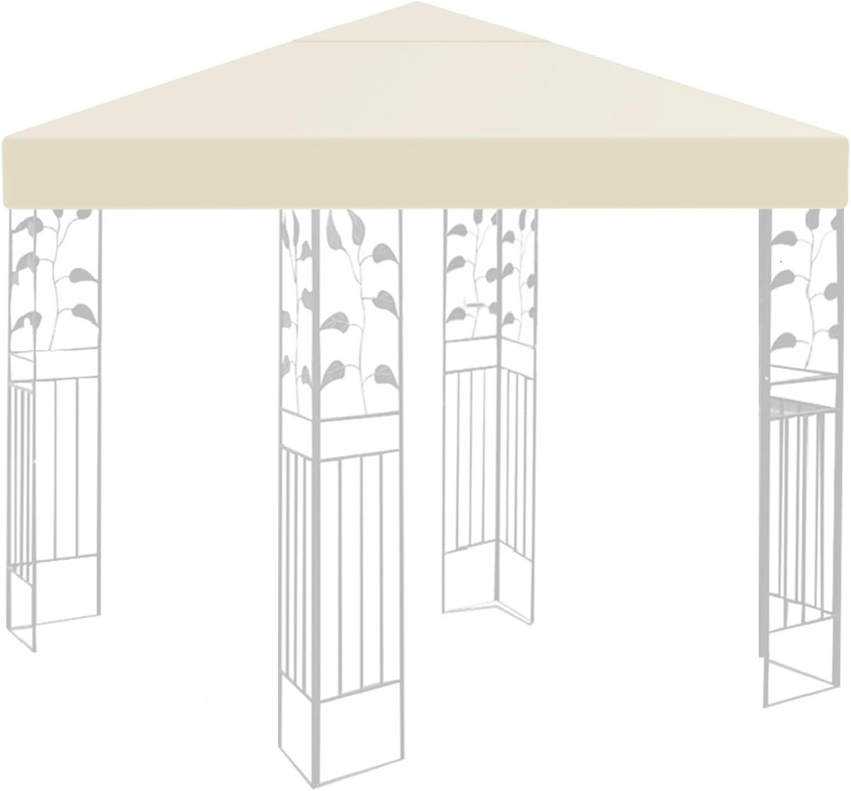 SnelShoppen - Vervangend dak paviljoen 3x3m waterdicht 160g/m² beige stormbestendig partytent reserveovertrek voor tuin en evenementen