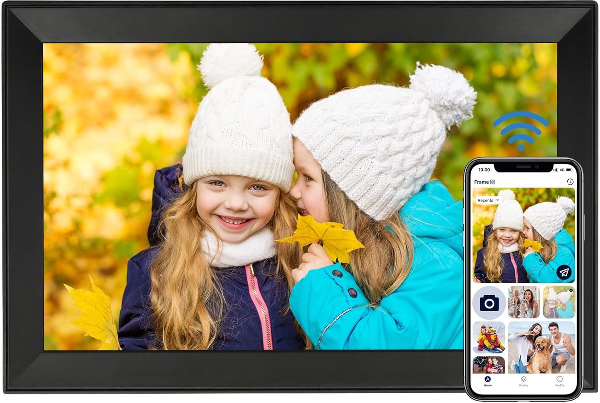 SnelShoppen - Digitale Fotolijst 15,6 inch 1920x1080HD met 64 GB, WiFi, Automatische Rotatiefunctie, Ophangoptie en Directe Overdracht van Foto's en V
