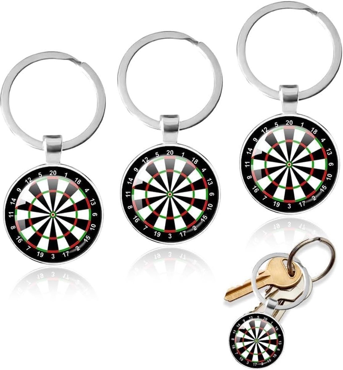 SnelShoppen - 3 stuks Dartbord Sleutelhanger - Dart Cadeaus voor Mannen - Dart Spelers Accessoires - Decoratie voor Dart Liefhebbers - Sleutel Om Op T