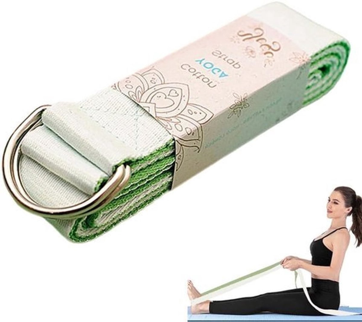 Voor betere rek - voor beginners en gevorderden - yogabiem met metalen gesp [180 x 4 cm]