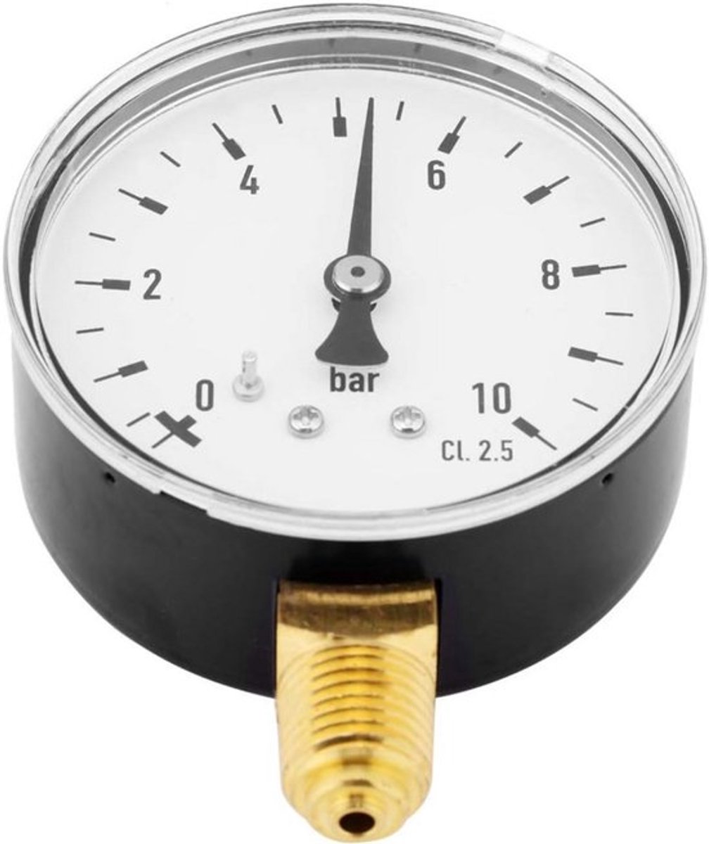 Lucht-olie-water manometer 1/4 duim NPT 0-10 bar zijmontage metalen luchtmeter drukmeter voor luchtcompressor - Industriële toepassing luchtmeter