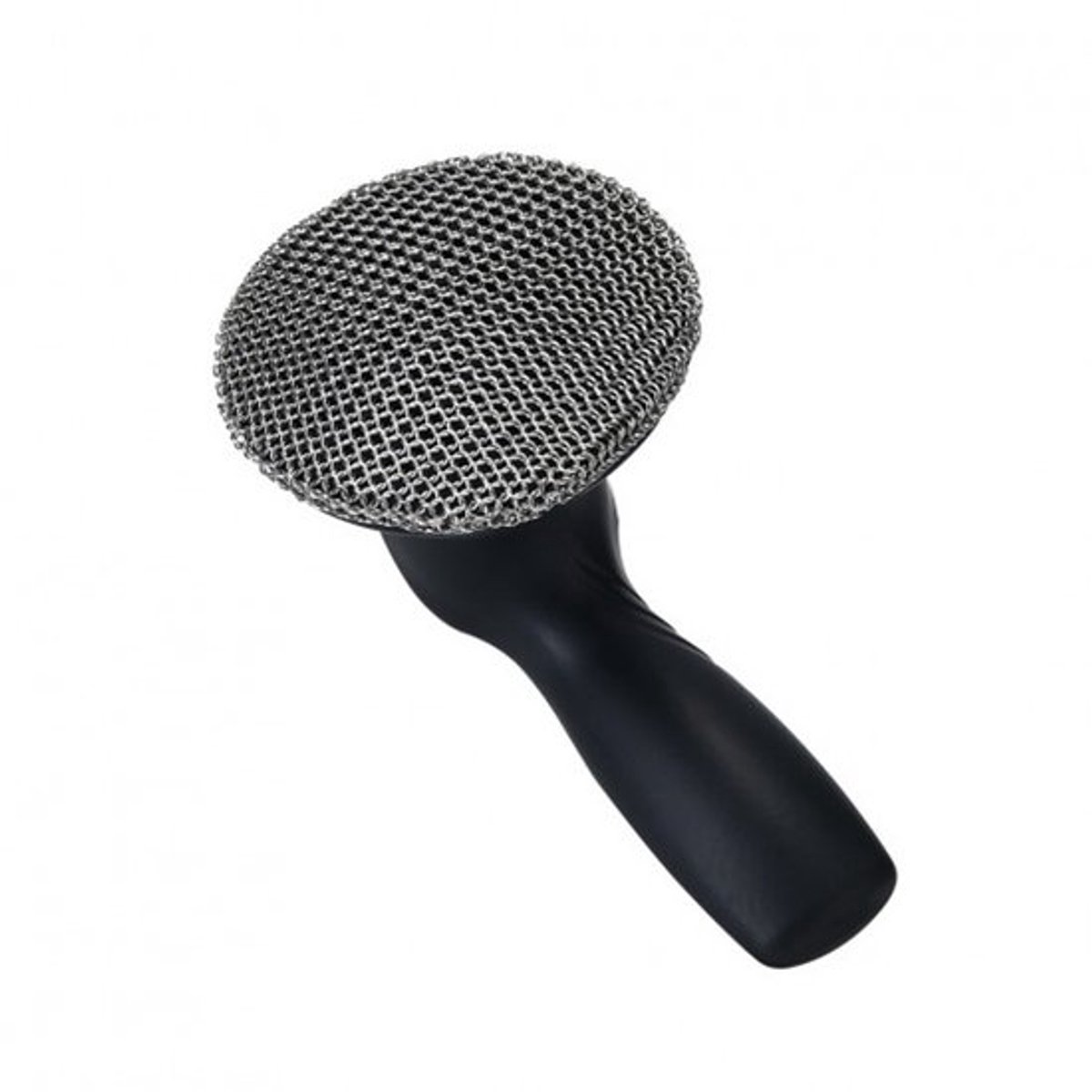 Gietijzer Reiniger met Handvat - RVS kettingmail-schrobber - Inclusief Bakje - Zwart