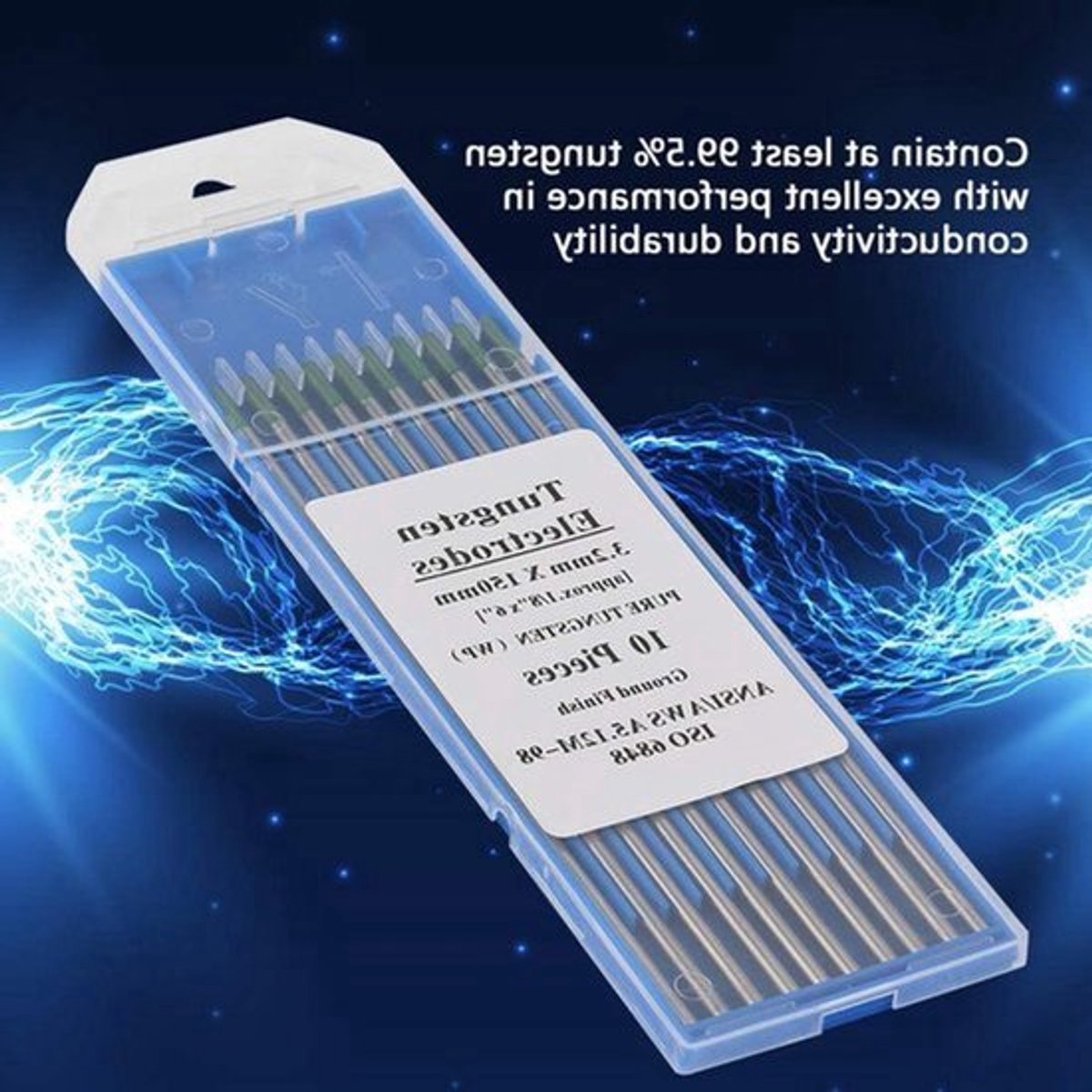 Pure wolfraam-elektroden 10/16/20/24/32 mm voor AC-lassen, TIG-lassen, polijsten en slijpen (10 mm x 150 mm) - 10 stuks